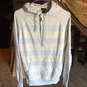 J. Crew Gray and Cream Striped Sweater